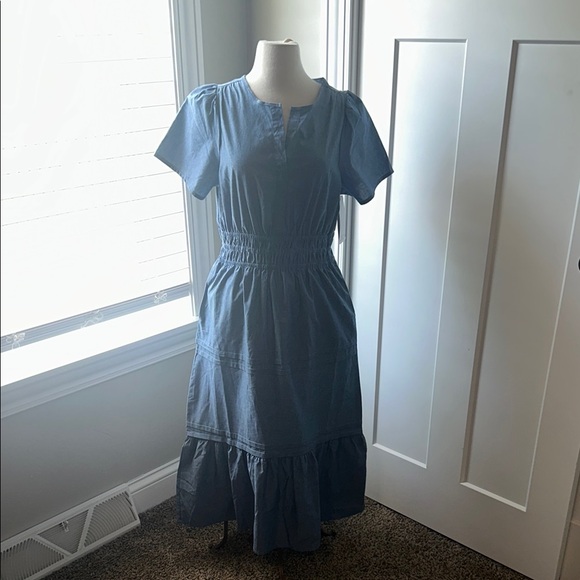 French Connection Dresses & Skirts - French Connection Blue Flutter Sleeve Midi Sundress